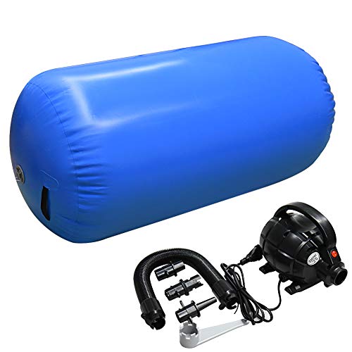 Home U Air Roll Aufblasbare Luft Rollen Yoga Gymnastik Zylinder Gym Air Barrel mit Pumpe (Blau, 120x60cm) von Home U