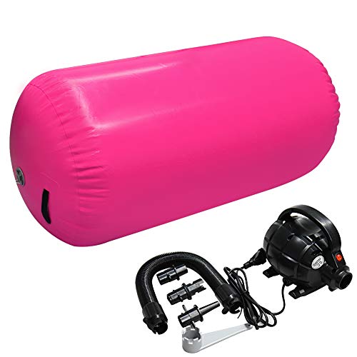 Home U Home U Air Roll, aufblasbare Luftrollen, Yoga, Gymnastik, Zylinder, Fitnessstudio, Luftfass mit Pumpe, Rosa, 120 x 60 cm von Home U