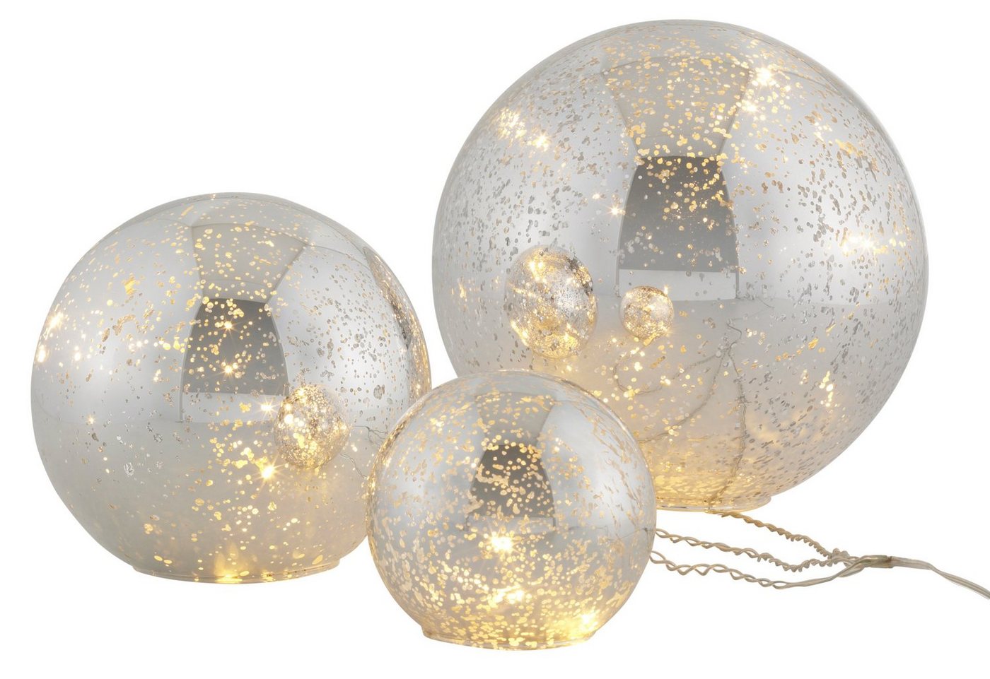 Home affaire LED Kugelleuchte Balls, LED fest integriert, Warmweiß, im 3-teiligen Set, bestehend aus Ø 10, 15, 20 cm von Home affaire