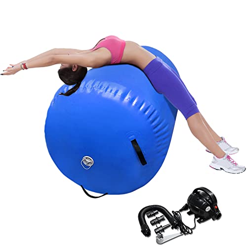 Air Rolle Turnen Aufblasbare Gymnastik Training Zylinder Tumbling Rolle Air Barrel Yoga Roll mit Pumpe(Blau,120x60cm) von HomeSun