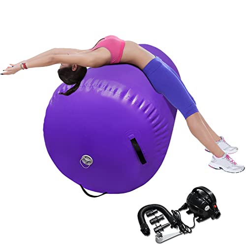 Air Rolle Turnen Aufblasbare Gymnastik Training Zylinder Tumbling Rolle Air Barrel Yoga Roll mit Pumpe(Violett,120x60cm) von HomeSun