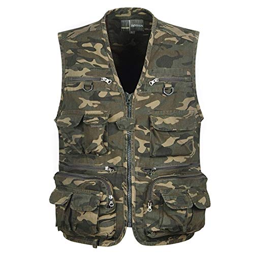 Homeilteds Taktische Weste L-4xl Herren Outdoor-Anglerweste Ärmellose Anglerweste Multi-Taschen Jagdweste Colete Tatico Fliegenfischen Weste Waistcoat (Color : Military, Size : L) von Homeilteds