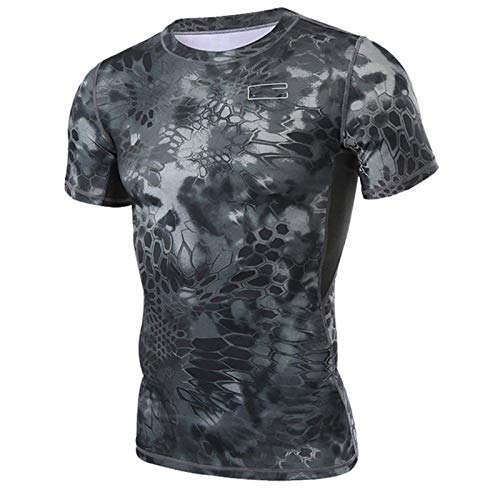Tactical Shirt Kurzarm Camo Armee-runde Kragen Anti-UV Transpiration Im Freien Sport Tranning Hemd Waistcoat (Color : TYP, Size : XL) von Homeilteds