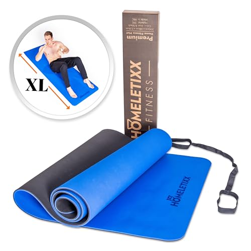 HOMELETIXX Sportmatte Fitnessmatte rutschfest - Gymnastikmatte, Pilates Matte - Trainingsmatte groß für Home Gym - guter Grip - 200cm mit Tragegurt von Homeletixx