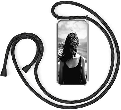 Handykette Handyhülle für Motorola Moto G23 4G/Moto G13 4G mit Band - Handy-Kette Handy Hülle mit Kordel zum Umhängen Handyanhänger Halsband Lanyard Case - Transparent Schutzhülle in Schwarz von HomiTunky