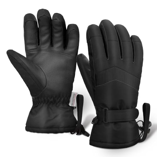 Homord Winterhandschuhe für Herren & Damen, Wasserdicht Skihandschuhe Winter Warm Schnee Handschuhe mit Touchscreen für Skifahren,Snowboarden,Schneeschlitten,Eislaufe (L (größe 8-8.5), Schwarz) von Homord