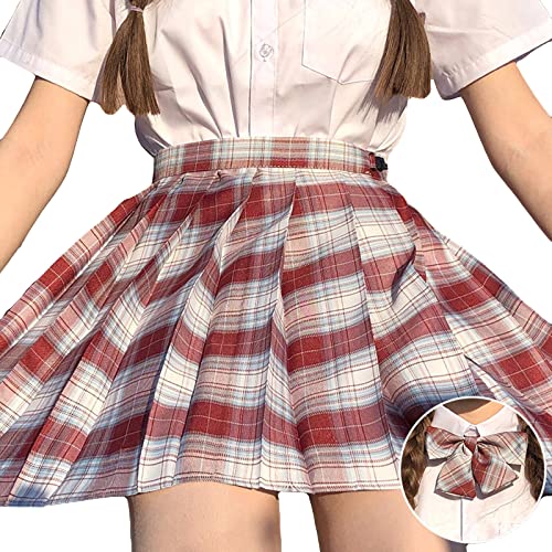 Hongsuny JK-Uniformrock für Damen, süßer, niedlicher, Karierter Falten-Minirock, Schuluniform, hohe Taille, A-Linie, Karierter Rock, College-Stil, Faltenrock von Hongsuny