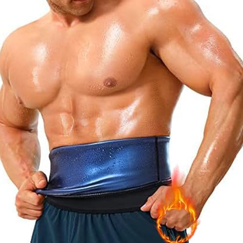 Herren Bauchweggürtel Schwitzgürtel Gürtel Taille Trimmer Bauchgürtel Waist Trainer Sauna-Gürtel Bauchwickel für Männer Body Shaper Bauchweg Taillenformer (Blau,4XL-5XL) von HonunG