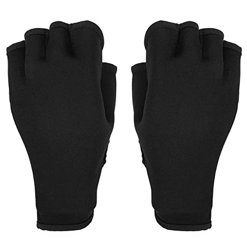 Hoonyer 1 Pair Aquatic Gloves Slip Resistance Breathable Flexible Hand Swim Training Gloves for Men Women Adult Children Black (M) von Hoonyer