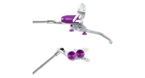 hope tech 4 e4 disc break   ruckseite silber   lila geflochtener schlauch von Hope