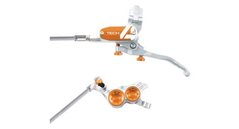 hope tech 4 v4 disc break   vorne silber   orange geflochtener schlauch von Hope