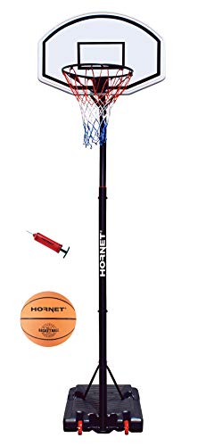 Hornet Kinder & Jugend Basketballständer 260 mit Basketball und Ballpumpe, schwarz/weiß, 260 cm von HUDORA