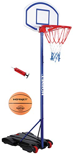 Hudora Kinder & Jugendliche Hornet Basketballständer 205 mit Ball und Pumpe, blau, 205 cm von HUDORA