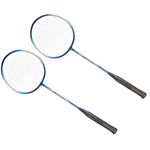 Badmintonschläger 2er Set, Badmintonschläger Set für 2 Spieler Komfortabler Griffwiderstand Reduzieren für Erwachsene für Fitnessstudio (Blau) von Hosie
