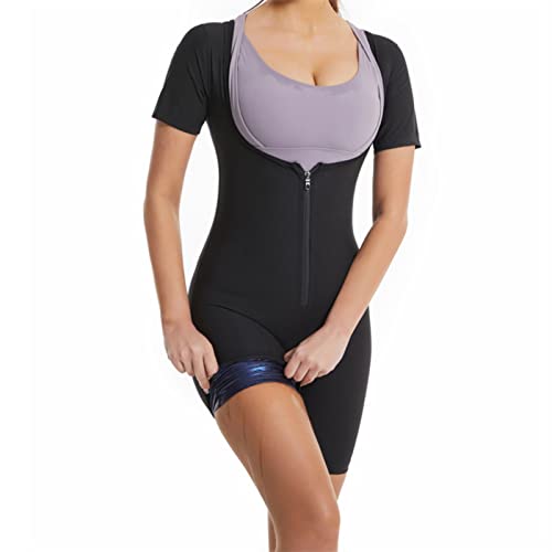 Hotfiary Damen Saunaanzug zur Gewichtsreduktion Bauchkontrolle Sauna Jumpsuit Body Shapewear Taille Trainer Schweiß Abnehmen Bodysuit von Hotfiary