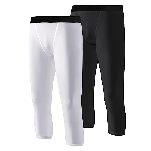 Hotfiary Jugend Jungen 3/4 Kompression Leggings Basketball Hosen Sport Running Tights Athletic Baselayer Quick Dry 6-15 Jahre von Hotfiary