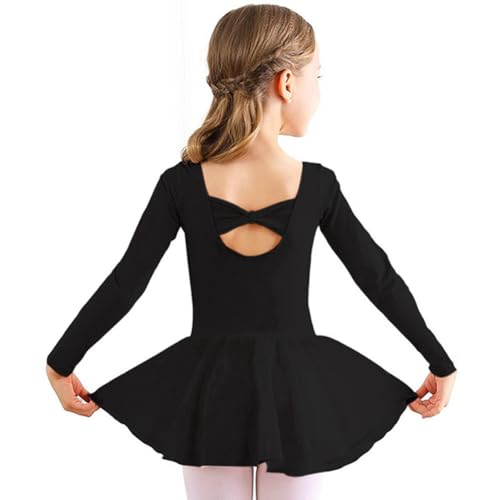 Hotfiary Mädchen Ballett Langarm Rock Trikots Kleinkind Tanzkleid Outfit Bow Back Ballerina Outfit Activewear Kleider von Hotfiary