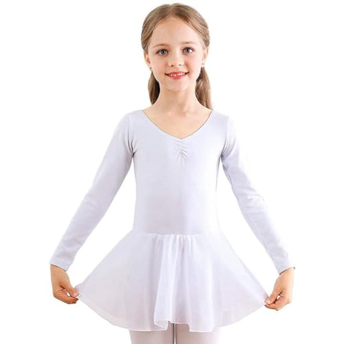 Hotfiary Mädchen Langarm Tanzkleid Kleine Mädchen Ballettrock Trikot Ballerina Tanzkleider Outfit für Mädchen 4-10Y von Hotfiary