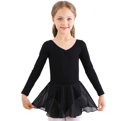 Hotfiary Mädchen Langarm Tanzkleid Kleine Mädchen Ballettrock Trikot Ballerina Tanzkleider Outfit für Mädchen 4-10Y von Hotfiary