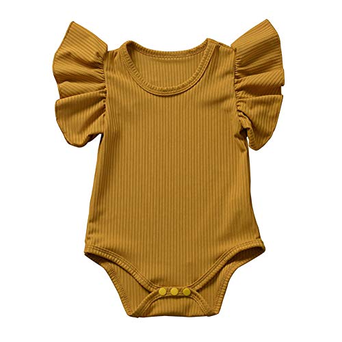 Hotfiary Säugling Baby Mädchen Sommer-Outfit Baumwolle ärmellos Strick gerippt Strampler Kleinkind Kind Jumpsuit Kleidung von Hotfiary