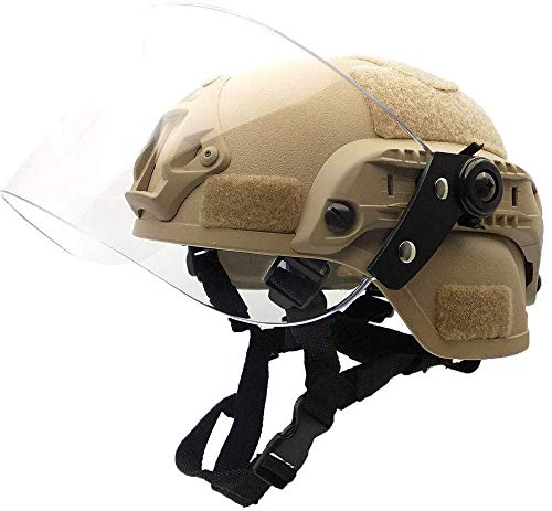 Hotour Leichter, schneller Mich 2000-Helm mit transparenter Sonnenblende für Airsoft Paintball CS-Kriegsspiele im Freien. von Hotour