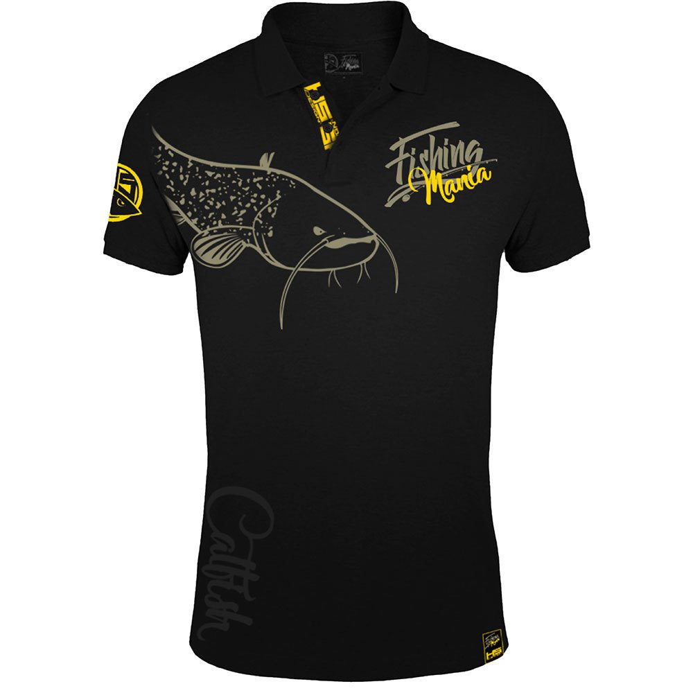 Hotspot Design Fishing Mania Catfish Short Sleeve Polo Shirt Schwarz M Mann von Hotspot Design