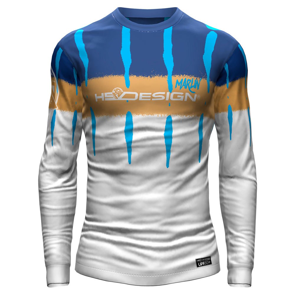 Hotspot Design Ocean Performance Marlin Long Sleeve T-shirt Weiß,Blau 2XL Mann von Hotspot Design