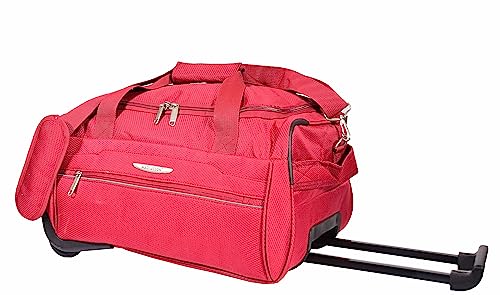 HOL214 Reisetasche mit Rollen, mittlere Größe, für Wochenende, Gepäck, Khaki, Schwarz, Blau, Rot, rot, M, Reisetasche mit Rädern von House of Leather