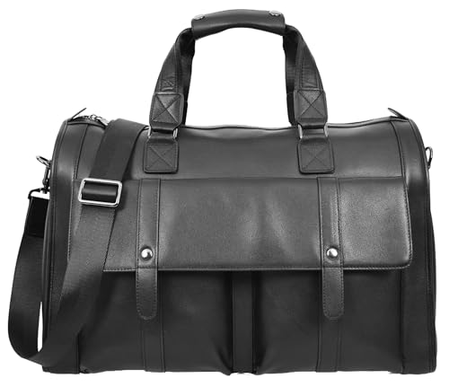 Reisetasche aus echtem Leder, groß, Wochenende, Übernachtung, Reisetasche, Wellington, Schwarz, Schwarz , M, Reisetasche von House of Leather