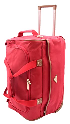 Reisetasche mit Rädern, Wildlederimitat, mittlere Größe, Rollgepäck, H052, Rot, rot, M, Reisetasche von House of Leather