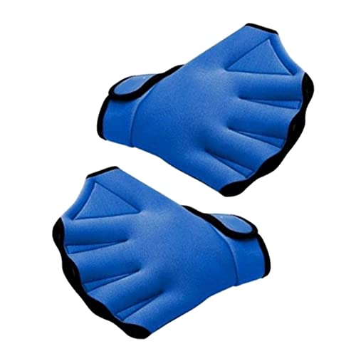 Schwimmende Handpaddel Training Schwimmhandschuhe Fingerloses Netzbett Wasserwiderstand Schwimmhandschuhe Blau 1 Paar von HoveeLuty