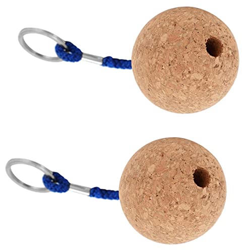 Schwimmender Korkball-Schlüsselanhänger schwimmfähig leicht 50 mm Schlüsselanhänger aus Holzball Wassersport-Zubehör 2 Stück Schlüsselanhänger aus Holzball schwimmende Kork-Schlüsselringe schwimmfähig von HoveeLuty