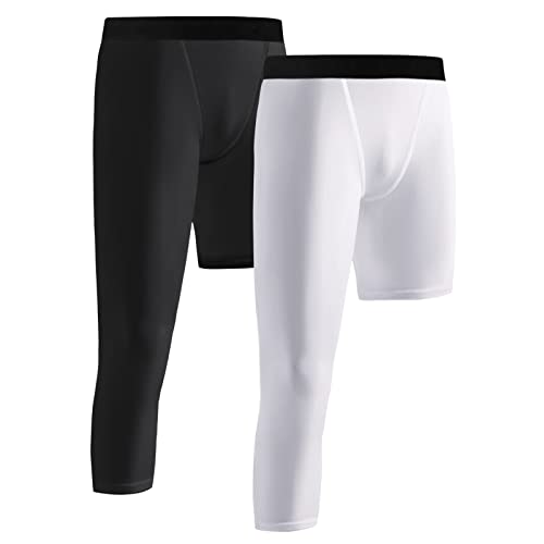 Hovershoes Jugend Jungen Kompressionshosen Einbein Kompressions Strumpf Hose 3/4 Leggings Athletisch Baselayer für Basketball Running Gym von Hovershoes