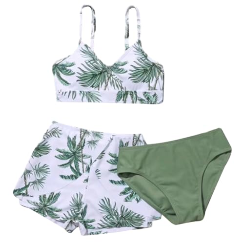 Hovershoes Mädchen Badeanzug 3-teilige Badeanzüge Blumendruck Bikini Set mit Shorts Cover Up Mädchen Surfen Strand Bademode von Hovershoes