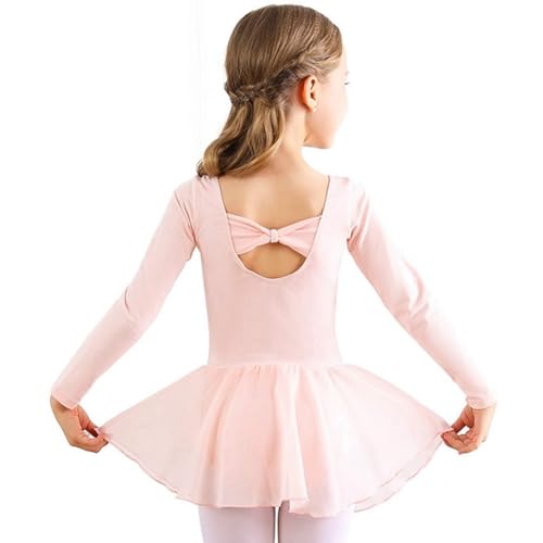 Hovershoes Mädchen Ballettkleid Kinder Ballett Tanz Leotards Langarm Gymnastik Ballerina Outfit mit Schleife Rücken von Hovershoes