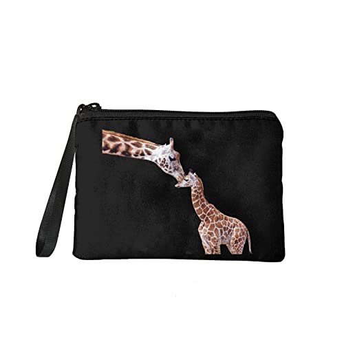 Howilath Giraffen-Geldbörse, Münz-Organizer-Tasche mit Reißverschluss, schönes Giraffen-Familien-Kuss-Geschenk, tragbar und langlebig von Howilath