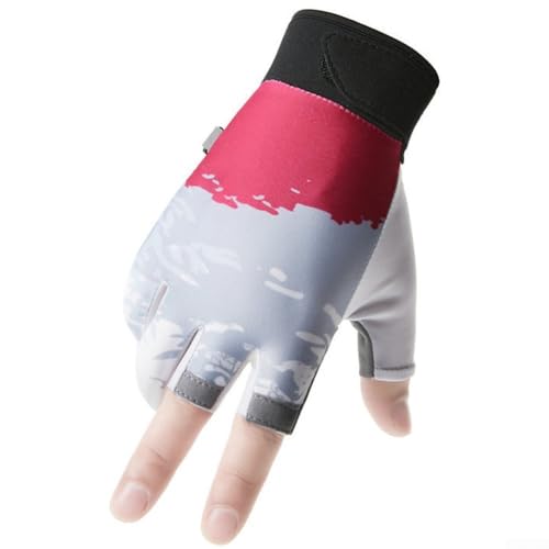 HpLive Sommer-Handschuhe für Radfahren, Fitness, ultradünn, Sonnenschutz, rutschfeste Handfläche, atmungsaktives Eisseidengewebe, Handgelenk-Anpassung (A Red) von HpLive