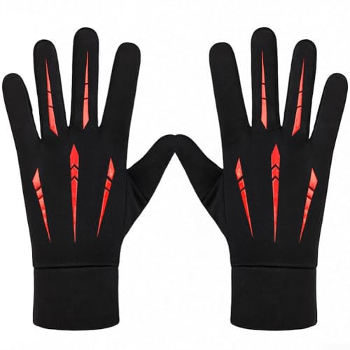 Touchscreen-Handschuhe, für Camping, Wandern, Winter, Fahrrad, warm, gestrickt, rutschfeste Handfläche (rot) von HpLive