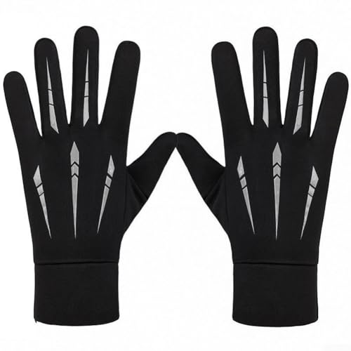 Touchscreen-Handschuhe, für Camping, Wandern, Winter, Fahrrad, warm, gestrickt, rutschfeste Handfläche (schwarz) von HpLive