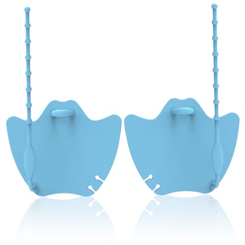 Handpaddel zum Schwimmen Erwachsener, Schwimmpaddel 1 Paar Webbett Anti-Rutsch-Schlupf-Silikon-Schwimmpaddel mit verstellbaren Gurten Handflosse Krafttraining (blau) von Hperu
