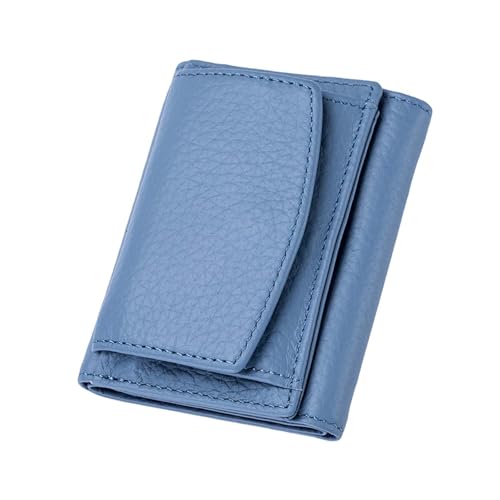 Hperu Kleine Brieftasche für Frauen echtes Leder Mini Brieftasche RFID Blockierkartenhalter Damen Geldbeutel Blue Wallets von Hperu