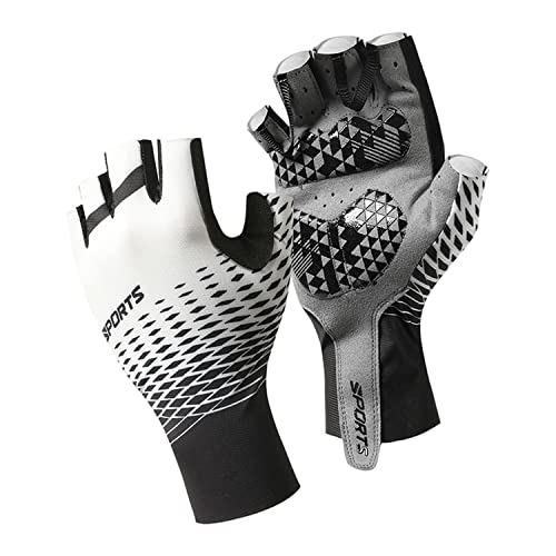 Hsdvdva Fahrradhandschuhe Halbfinger Herren Damen Sommer Gel Radhandschuhe für Mountainbike Rennrad Fitness Motocross Downhill MTB Atmungsaktiv Anti-Rutsch Stoßdämpfende Weiß L von Hsdvdva