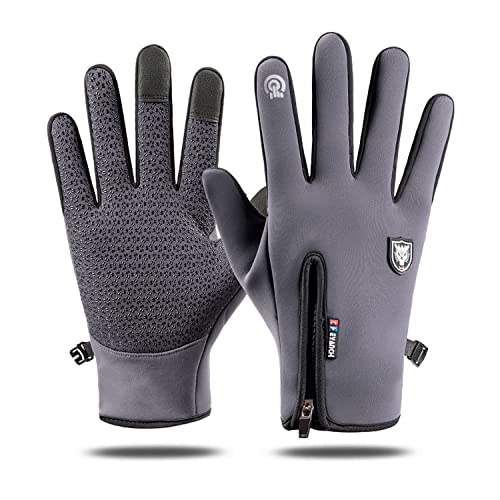 Hsdvdva Handschuhe Herren Damen Touchscreen Fahrradhandschuhe Winddichte Wasserdicht rutschfeste Sporthandschuhe Winter Warme MTB Handschuhe für Laufen Skifahren Motorrad Radfahren Grau S von Hsdvdva