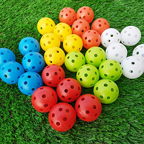 HshDUti 12 Stück golfbälle Golf Trainingsbälle langlebig Kunststoff-Hohlgolfbälle Indoor Outdoor Übungsgolfbälle Hohlraumtraining Golfbälle für das Swing-Training Mischfarbe von HshDUti