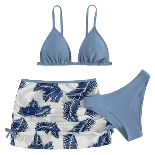 Hsternexy Bikini Mädchen 152, 3 Stück Mädchen Bikini Sets Einfarbiges Badeanzug Verstellbare Bikini Oberteil mit Triangel Bikinihose Und Kurz Shorts Sommer Strand Hawaiian Bademode Badebekleidung von Hsternexy