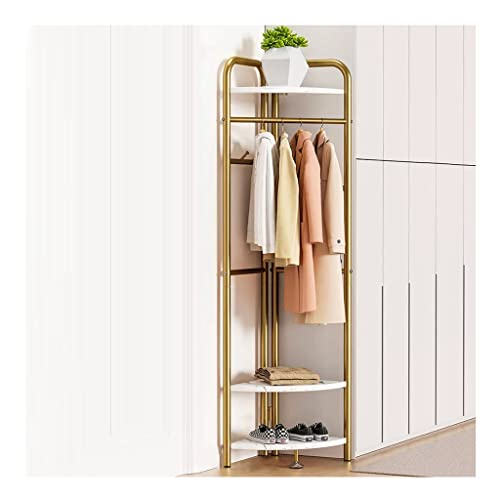 Exquisite Clothes Rail Rack Coat Rack With Storage Standing Coat Rack With 4 Hanger Hooks Coat Freestanding With Shelves And Metal Basket For Entryway Room (Color : White C, Size : 37 * 37 * 174 von HuAnGaF