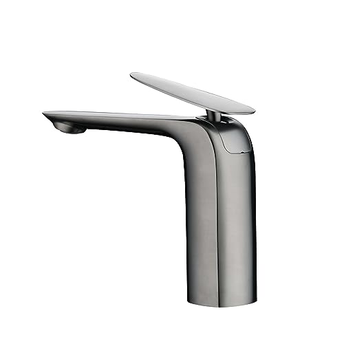 HuAnGaF Bathroom Faucet, All Copper Basin Sink Faucet Hot Cold Mixer Washing Crane Deck Mounted Single Handle Sink Mixer Taps (Gray) von HuAnGaF