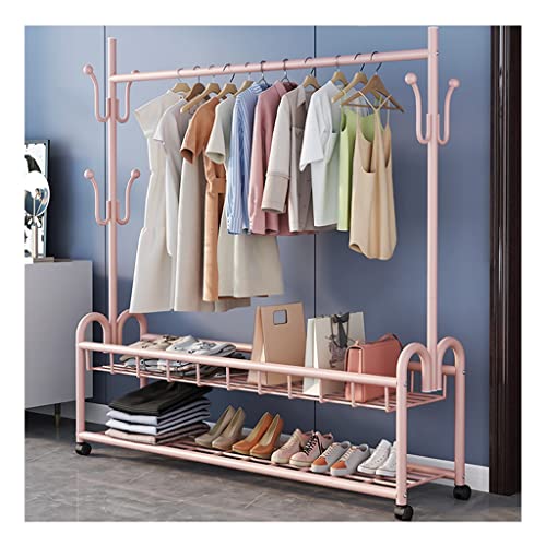HuAnGaF Clothes Rail Rack Entryways Entryway Bench with Coat Rack with Shoe Rack Entryway Home Furniture 3-in-1 Clothes Rack with 2 Storage and 6 Hooks (Pin von HuAnGaF