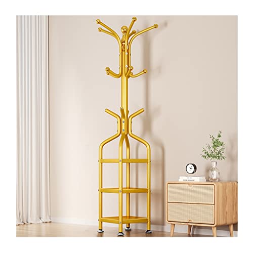 HuAnGaF Exquisite Clothes Rail Rack,Hat Rack Stand Coat Rack 2-in-1 with 3 Storage Shelf for Entryway Easy Assembly Hallway Organizer (Gold 27 * 27 * 184c von HuAnGaF
