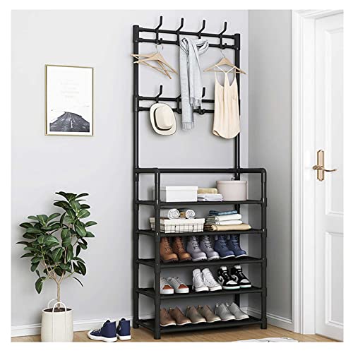HuAnGaF Exquisite Clothes Rail Rack 3-in-1 Coat Rack Shoe Bench Entryway,Coat Hat Stand Rod for Hanging Jacket,Free Standing Hallway Coat Hanger,Easy Assembly von HuAnGaF